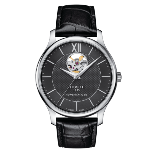 Tissot Tradition Powermatic 80 Open Heart 40 Stainless Steel / Black / Strap